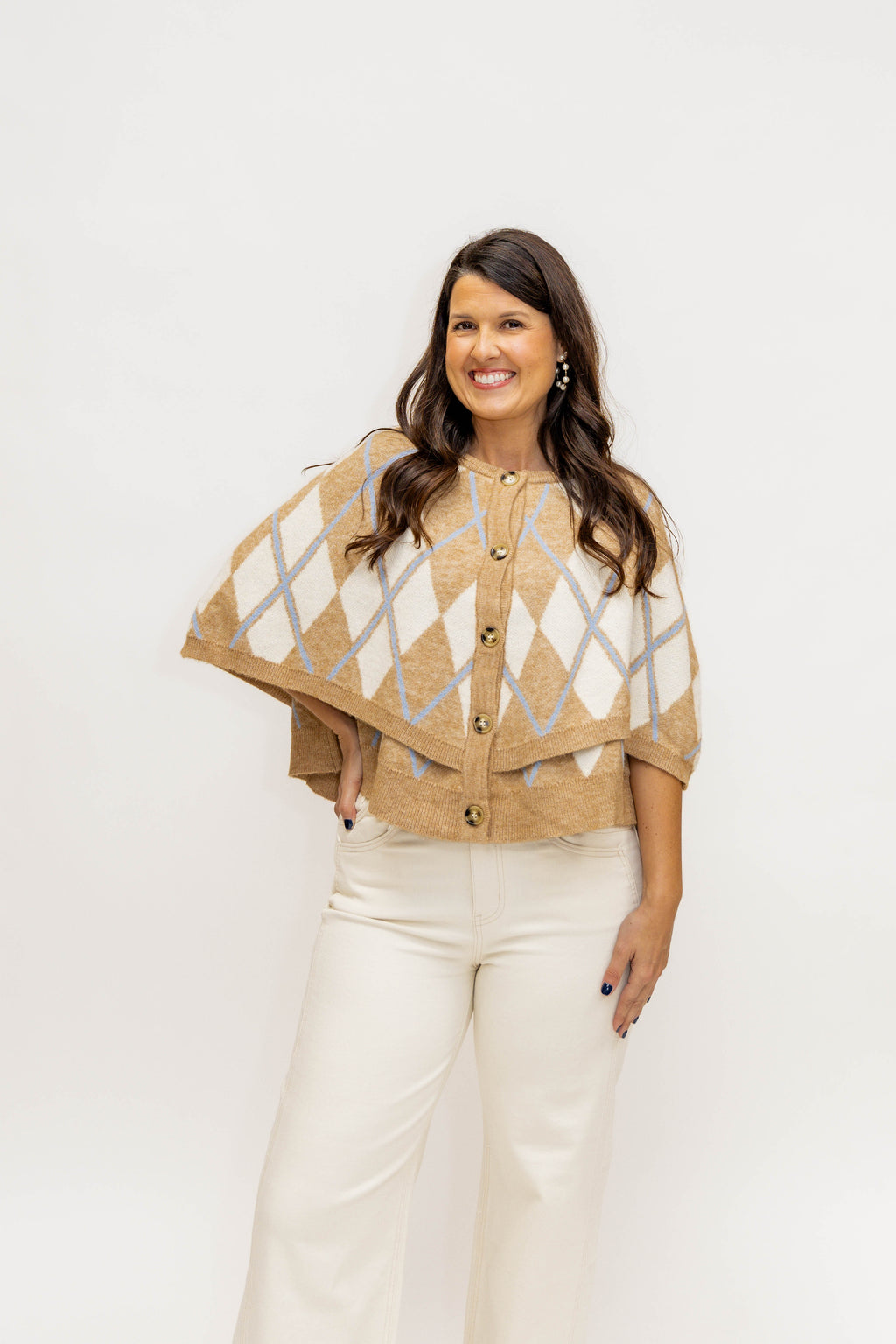 BEIGE CREAM DIAMOND CARDIGAN