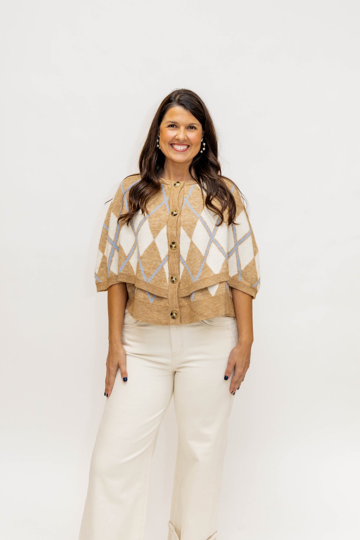 BEIGE CREAM DIAMOND CARDIGAN