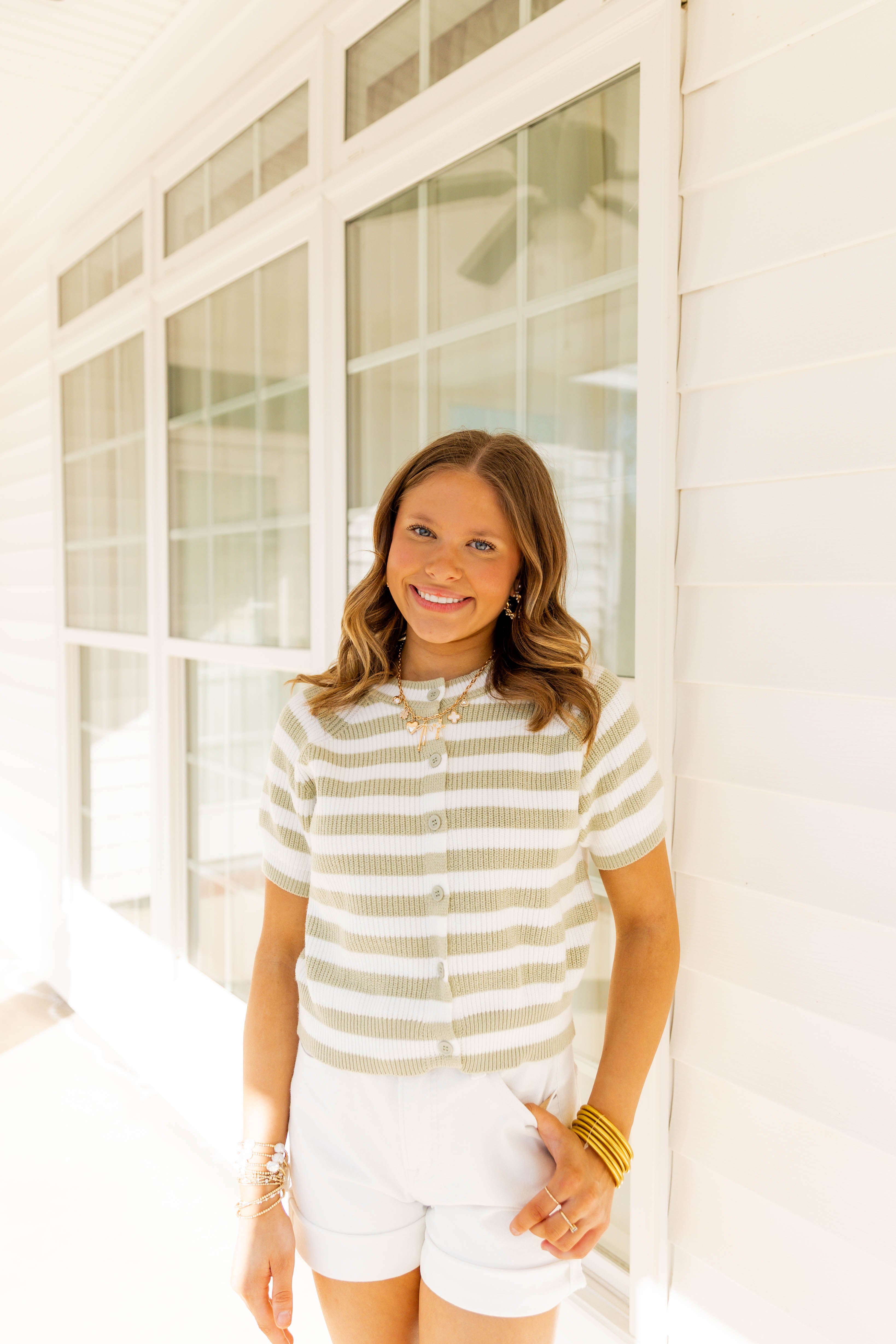 SAGE WHITE STRIPE