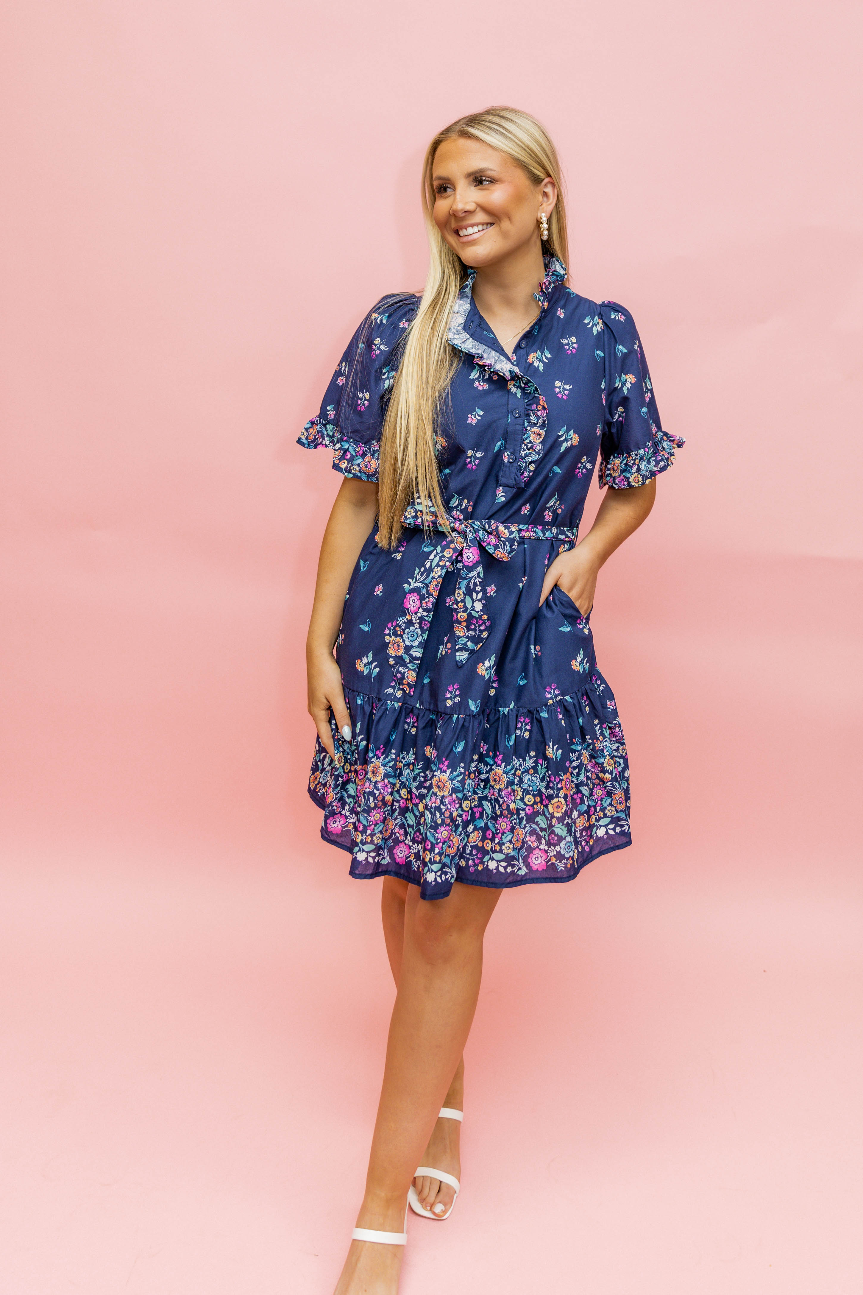 Navy Flirty Fun Dress