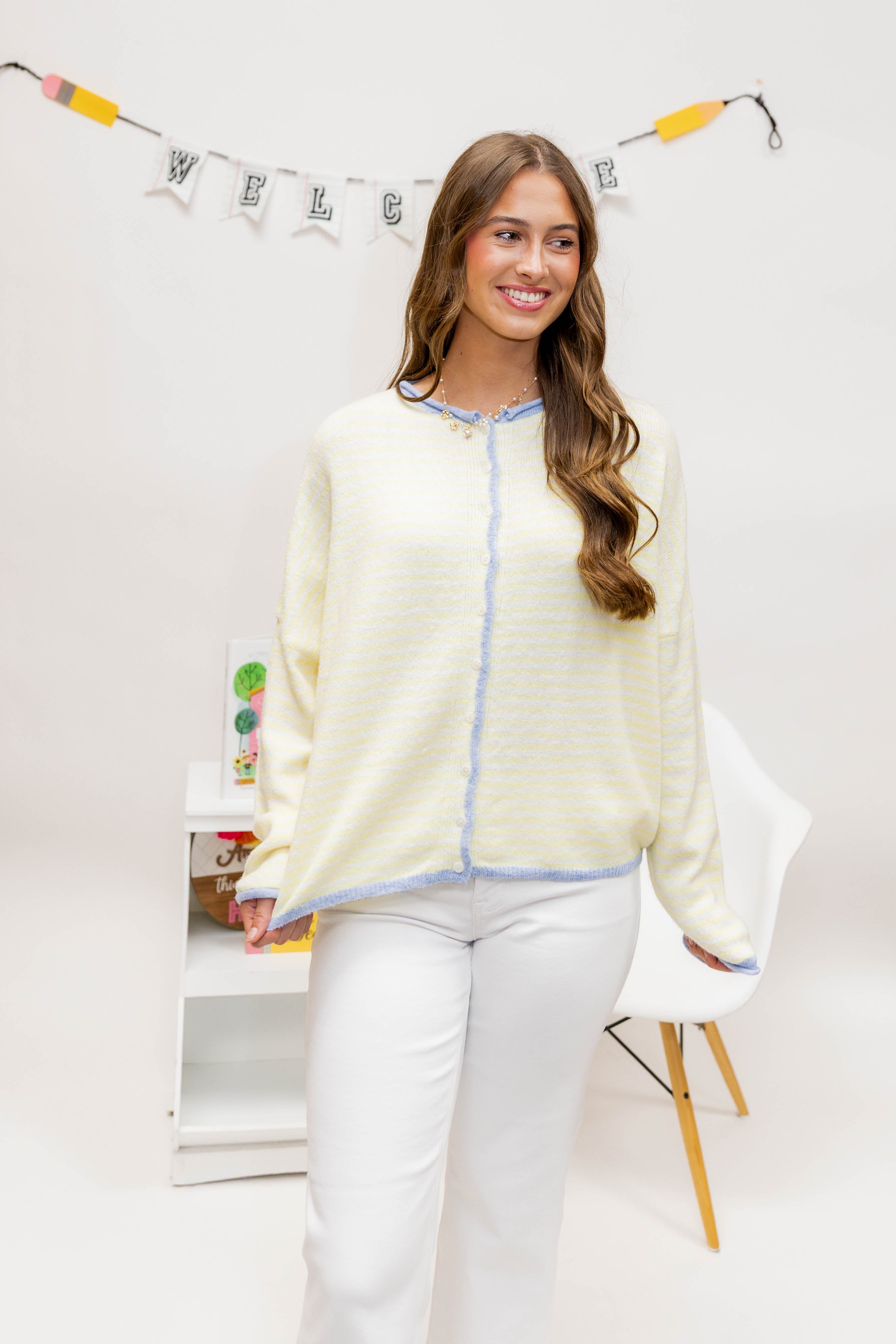 YELLOW STRIPE CARDIGAN
