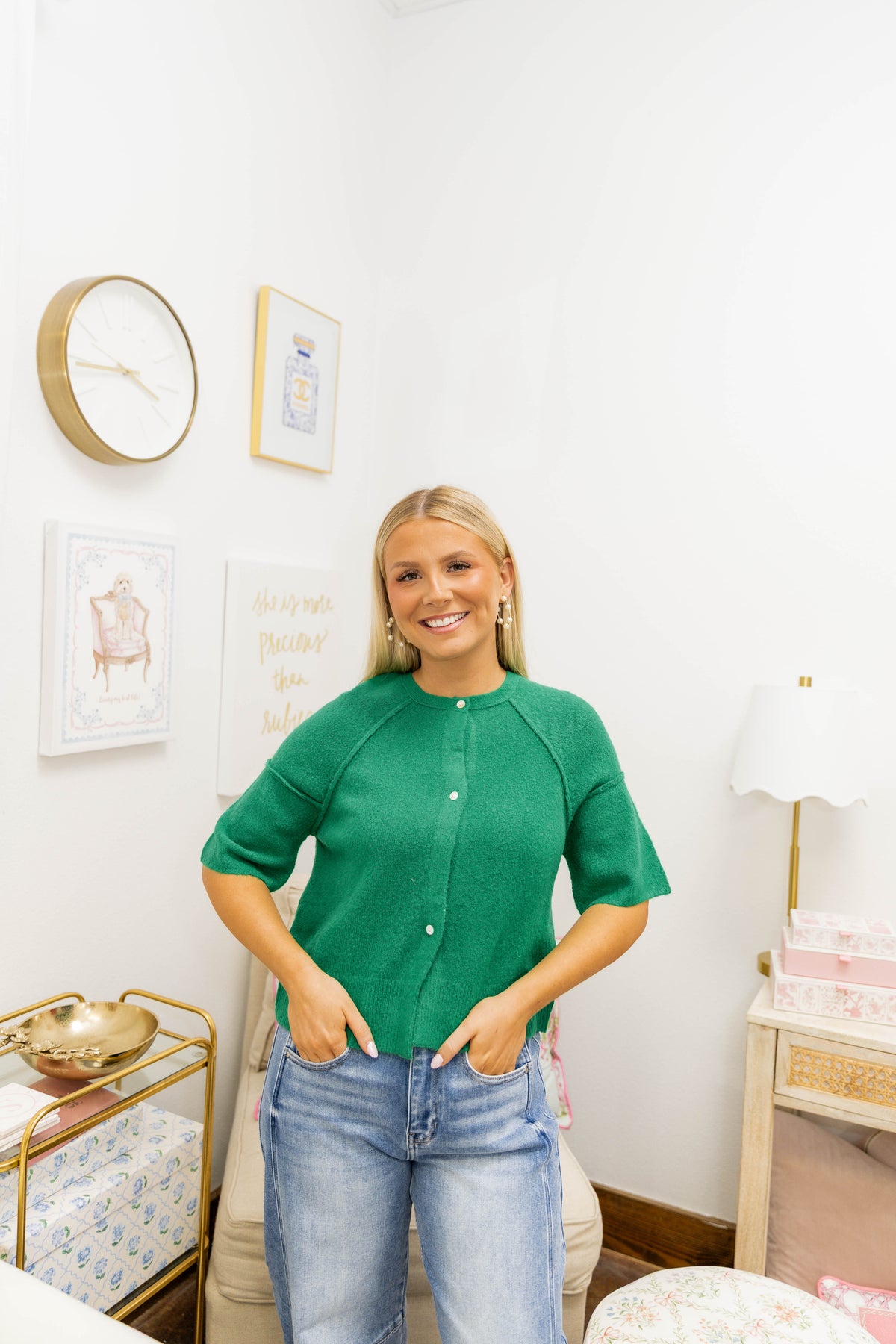 KELLY GREEN CARDIGAN