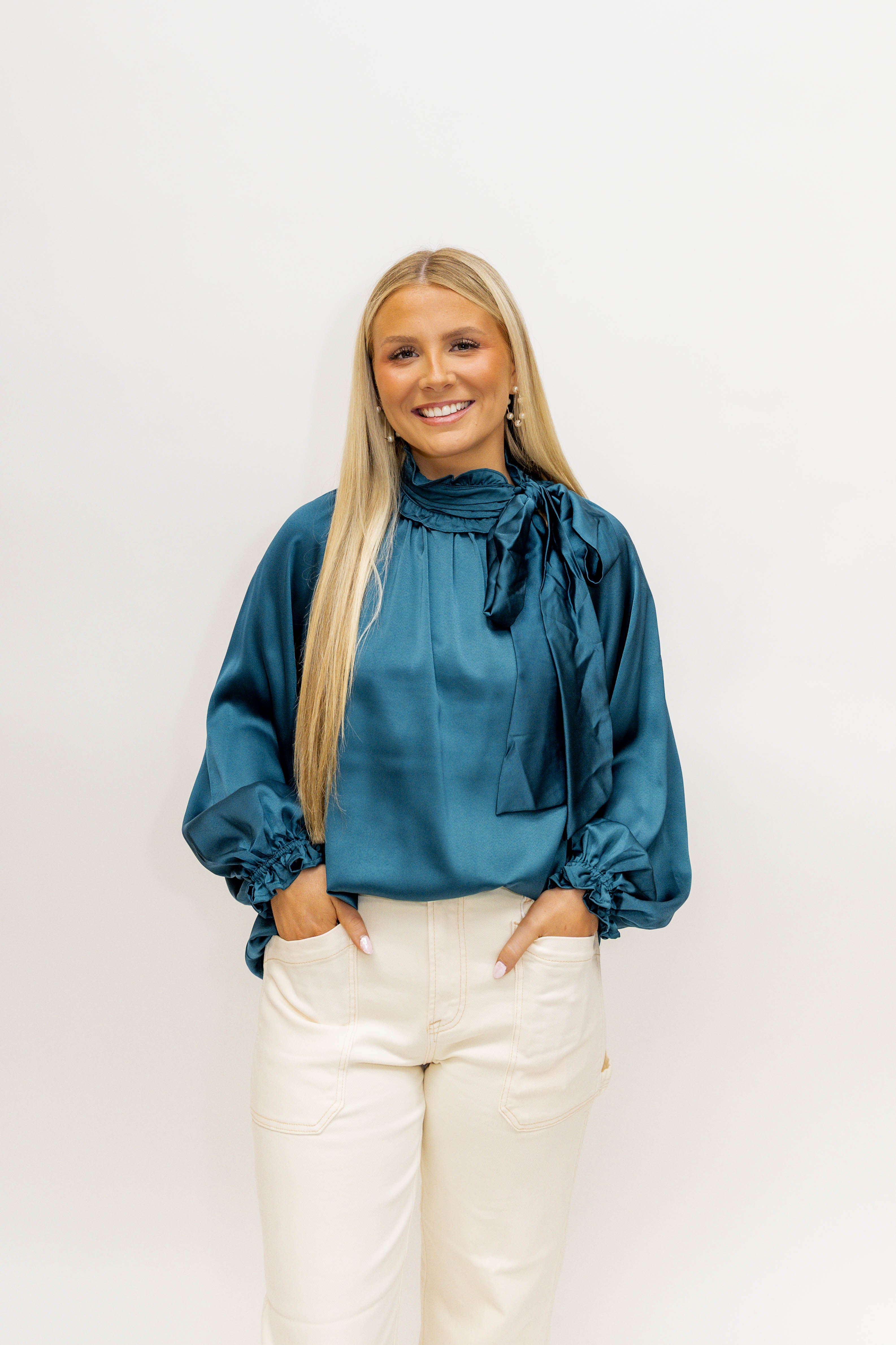Satin Blue Top